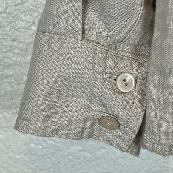 Grace Elements Tan Beige Linen Button Front Long Sleeve Shirt Size 10 - Picture 6 of 8